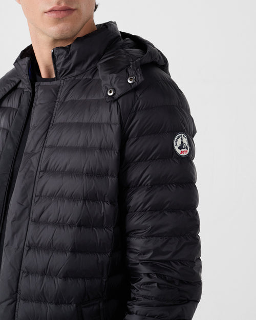 Mid-length hooded down jacket Black Xavier - JOTT UK - 5