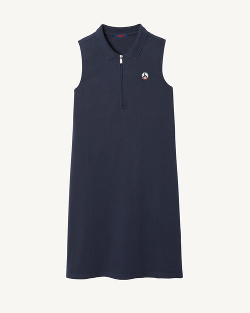 Esmeralda organic cotton sleeveless polo dress Navy - JOTT UK - 2