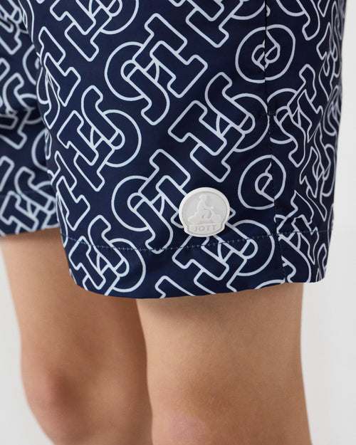 Mono navy Mimosa Monogram swim shorts - JOTT UK - 4