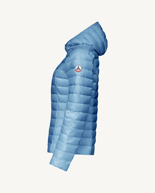 Washed blue Cloe lightweight hooded puffer jacket - JOTT UK - 2