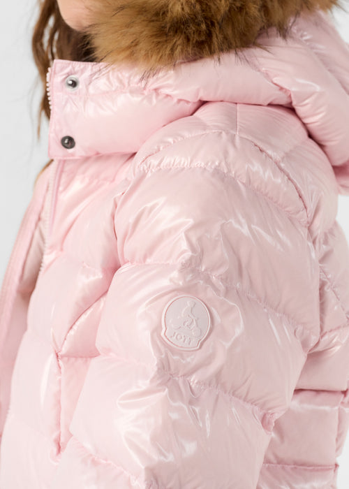Great cold lacquered hooded jacket Petal pink Luxe - JOTT UK - 5