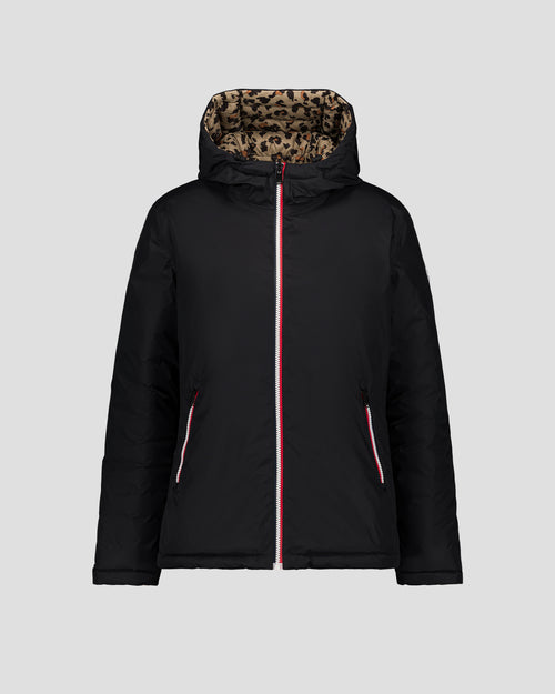 Reversible jacket Black/leopard beige Bergame print - JOTT UK - 1