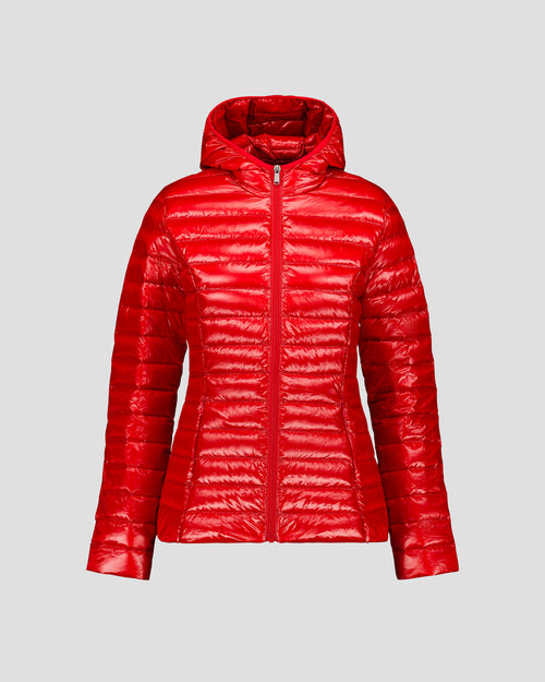 Lightweight hooded down jacket Shiny Carmine red Cloe - JOTT UK - 2