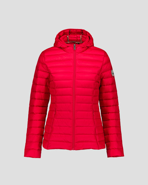 Lightweight hooded down jacket Red Carmin Cloe