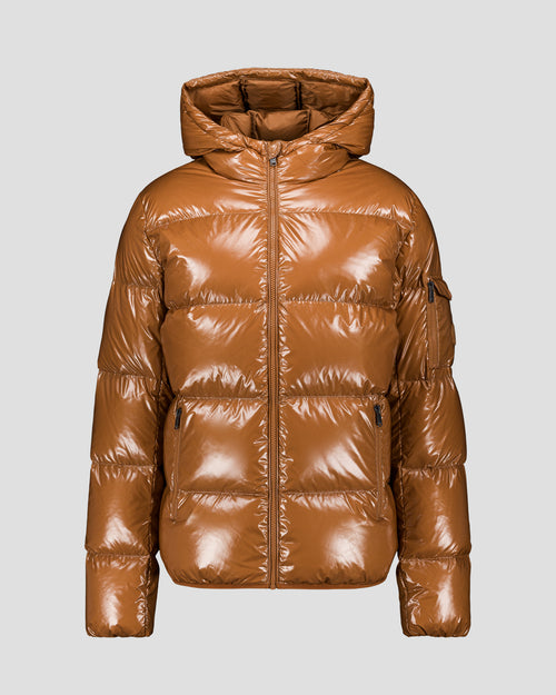 Grand Froid lacquered hooded jacket Brown sugar Java - JOTT UK - 2