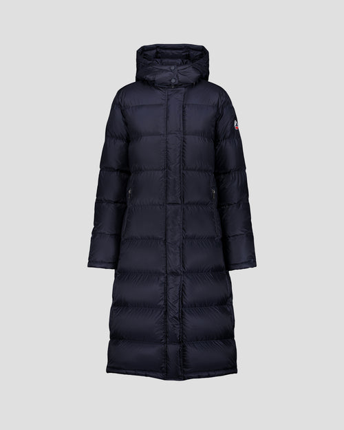 Long hooded down jacket Navy Karachi - JOTT UK - 2