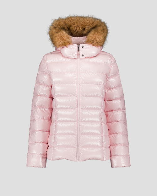 Great cold lacquered hooded jacket Petal pink Luxe - JOTT UK - 2