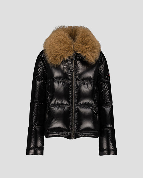 Great cold glittering fake fur padded jacket Black Nevada shiny - JOTT UK - 2