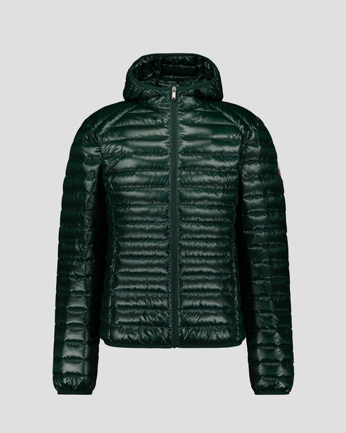Lightweight Hooded Down Jacket Shiny Deep forest Nico - JOTT UK - 2