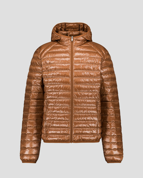Lightweight Hooded Down Jacket Shiny Brown sugar Nico - JOTT UK - 2