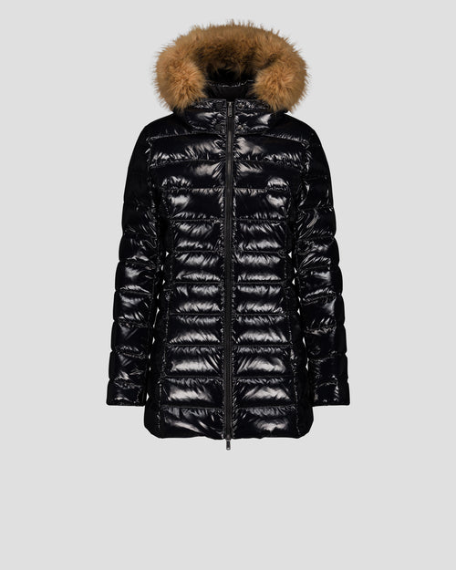 Grand Froid Perle Black lacquered mid-length jacket - JOTT UK - 1