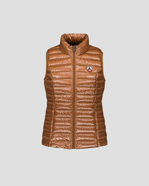 Lightweight sleeveless down jacket Shiny Brown sugar Seda - JOTT UK - 2