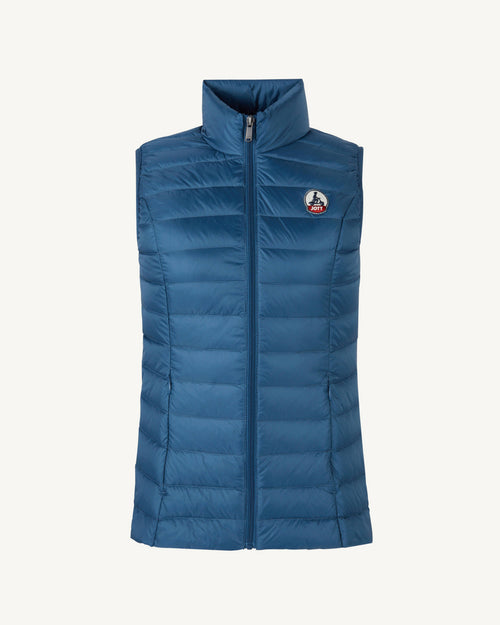 Light sleeveless down jacket Blue jeans Seda