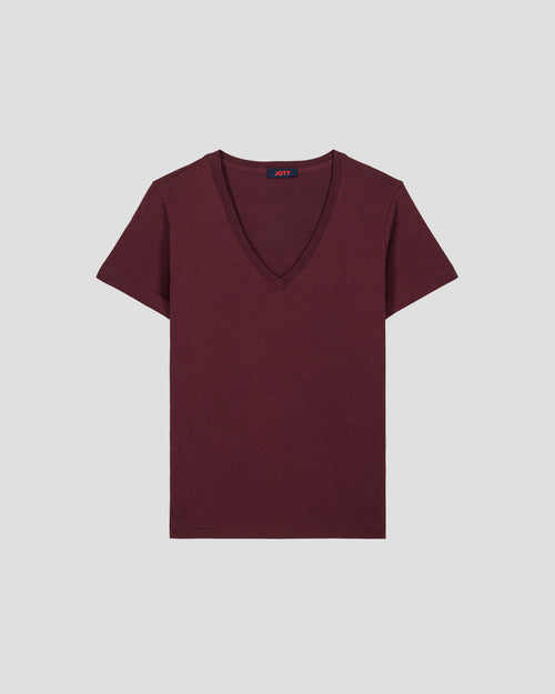 T-shirt col V Dark cherry Sofy - JOTT UK - 2