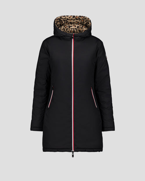 Long reversible jacket Black/leopard beige Verone print - JOTT UK - 2