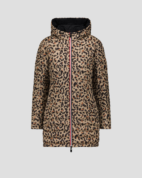 Long reversible jacket Black/leopard beige Verone print - JOTT UK - 2