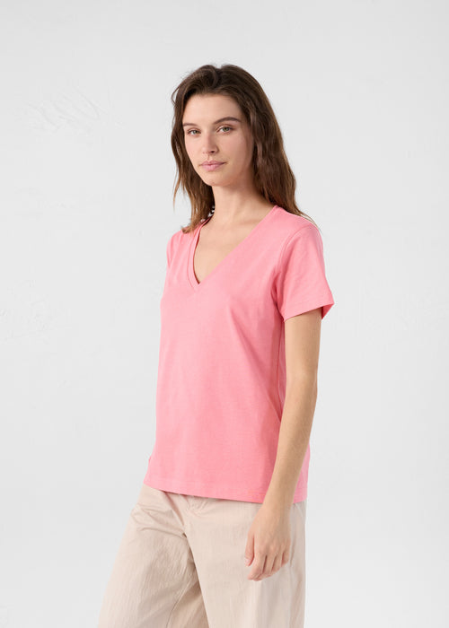 T-shirt col V Vibrant fuchsia Sofy - JOTT UK - 3