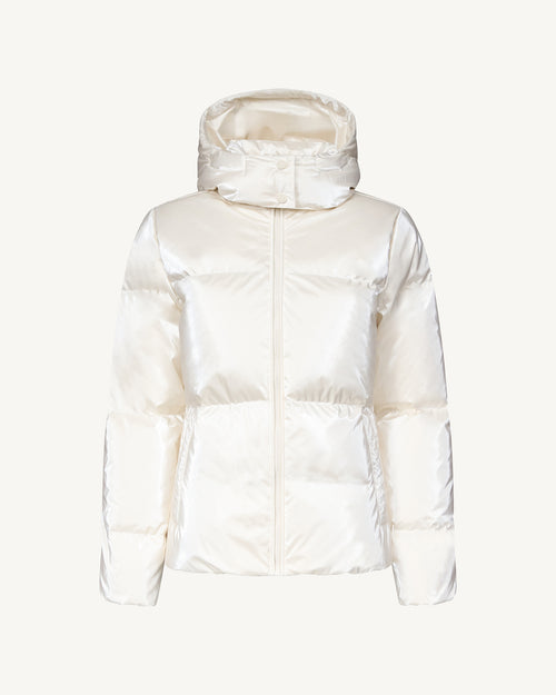 Pearl white Tanya Glossy Extreme Cold iridescent down jacket - JOTT UK - 2