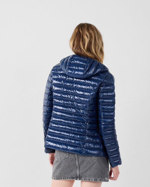 Lightweight hooded down Jacket Shiny navy Cloe - JOTT UK - 4