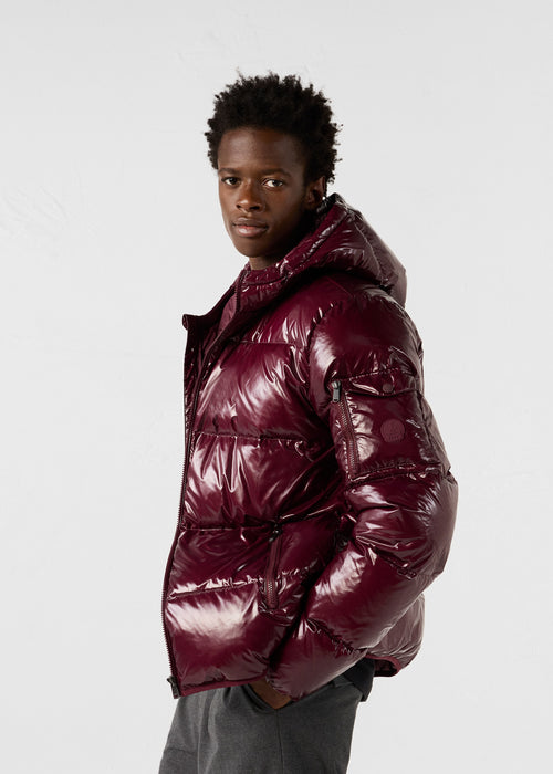 Grand Froid lacquered hooded jacket Dark cherry Java - JOTT UK - 2