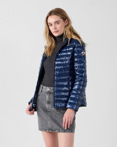 Lightweight hooded down Jacket Shiny navy Cloe - JOTT UK - 3