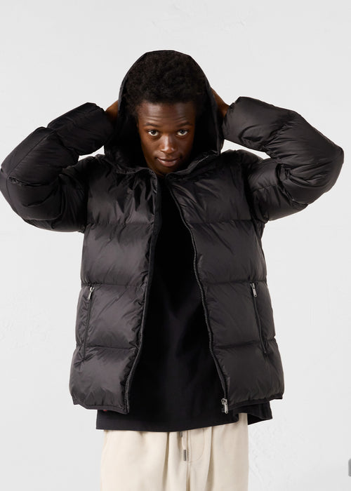 Black Hooded down jacket Java - JOTT UK - 3