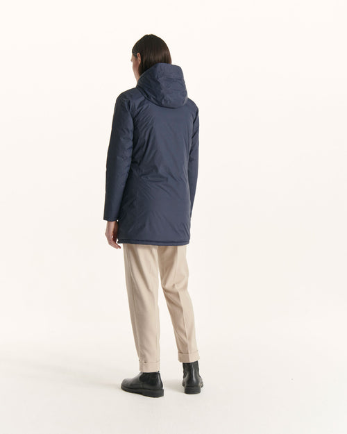 Navy/Aubergine Moscou reversible mid-length puffer jacket - JOTT UK - 4