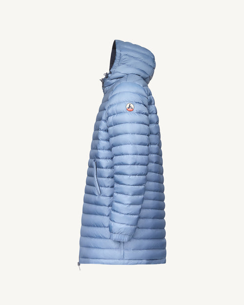 Navy/Washed blue Amsterdam long reversible hooded puffer jacket reversible hooded - JOTT UK - 5
