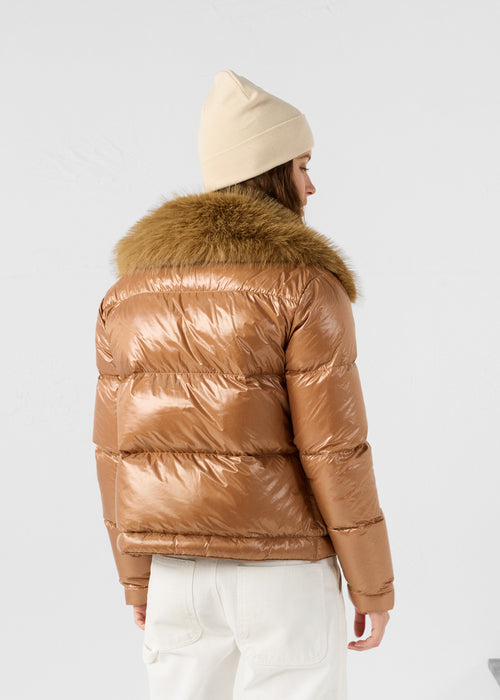 Great cold glittering fake fur padded jacket Red sugar Nevada shiny - JOTT UK - 4