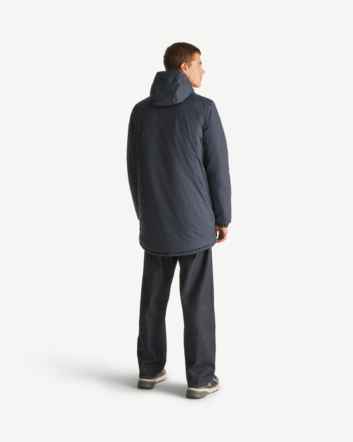 Navy Amsterdam long reversible hooded puffer jacket reversible hooded - JOTT UK - 4