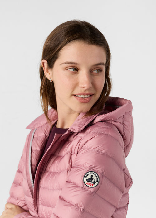 Long Hooded Down Jacket Antique Pink Vero 2.0 - JOTT UK - 5