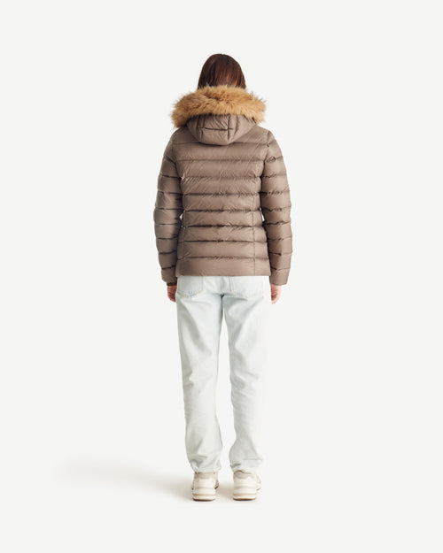 Luxe Extreme Cold hooded down jacket Taupe - JOTT UK - 4