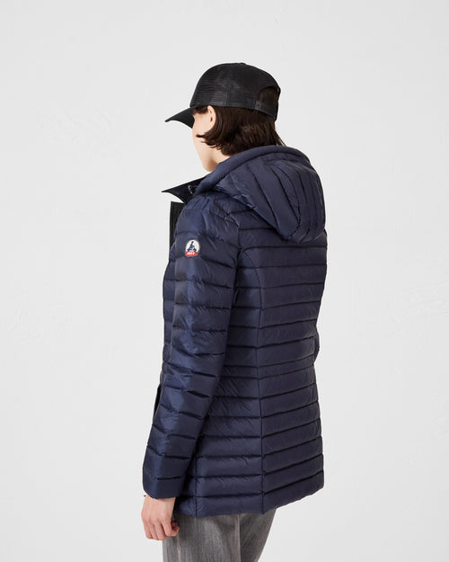 Navy Nour 2.0 mid-length hooded puffer jacket - JOTT UK - 4