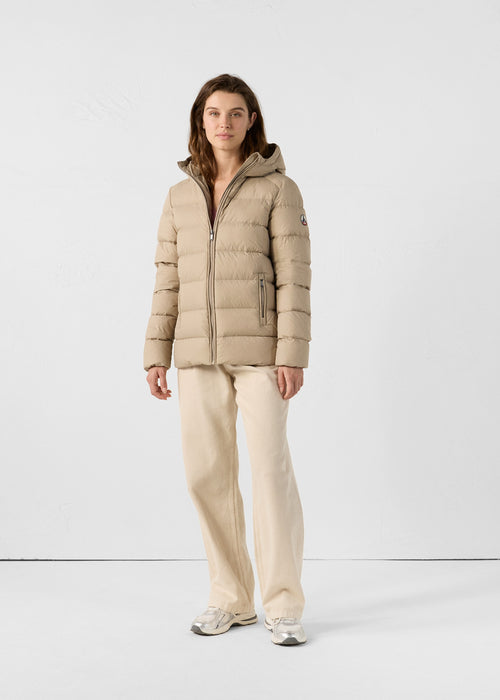 Johanna straight-cut hooded down jacket Beige - JOTT UK - 3