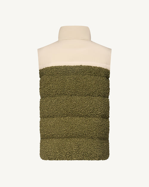 Matis bi-material sherpa fleece sleeveless down jacket Army - JOTT UK - 5
