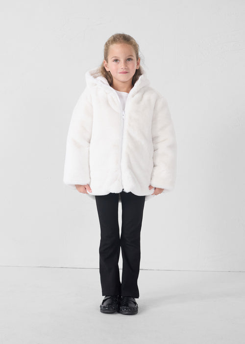 Fake fur hooded jacket White Agathe - JOTT UK - 3