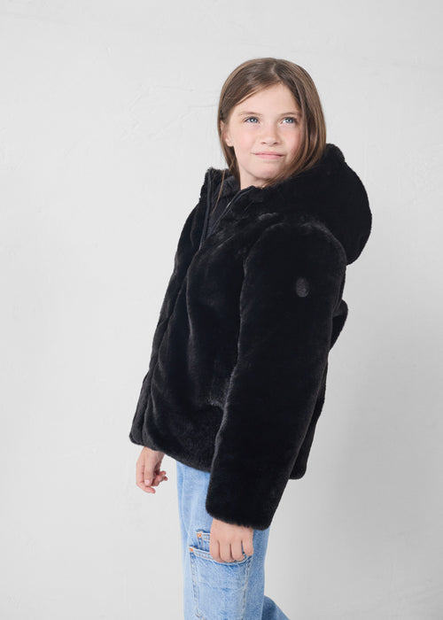 Fake fur hooded jacket Black Agathe - JOTT UK - 3