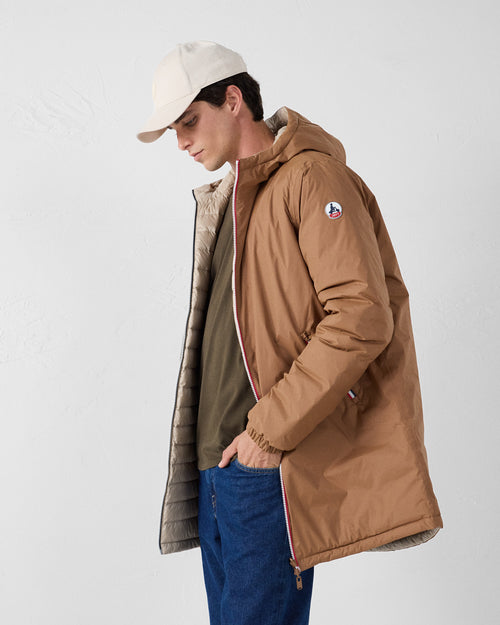 Long reversible jacket Red sugar/beige Assen - JOTT UK - 2