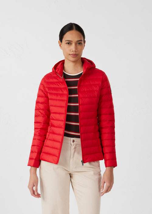 Lightweight hooded down jacket Carmine red Cloe - JOTT UK - 3