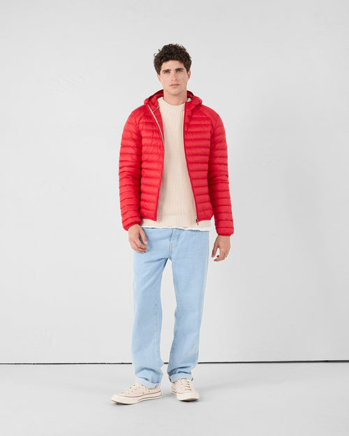 Lightweight Hooded Down Jacket Carmine Red Nico - JOTT UK - 3