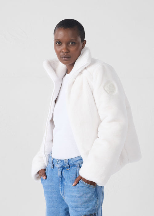 Fake fur down jacket White Olga - JOTT UK - 3