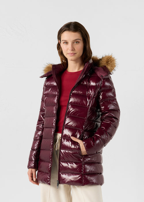 Grand Froid Perle Dark cherry lacquered mid-length jacket - JOTT UK - 2