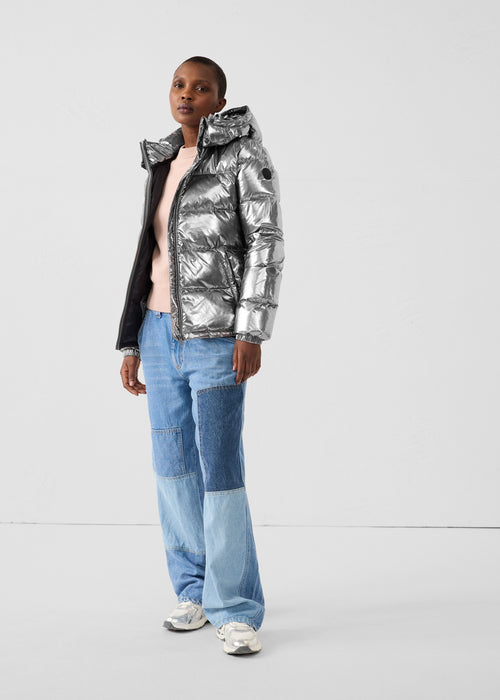 Great cold puffer-style jacket Antique silver Prague metallic - JOTT UK - 2