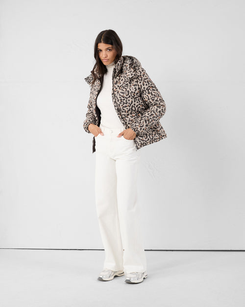 Great Cold jacket puffer Leopard beige Prague print - JOTT UK - 3