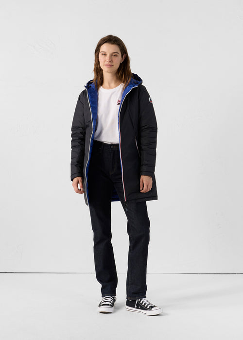 Long reversible jacket Black/cobalt blue Verone - JOTT UK - 2
