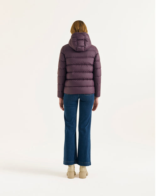 Johanna straight-cut hooded down jacket Fig - JOTT UK - 3