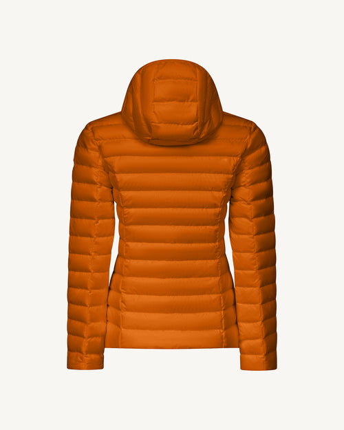 Burnt orange Cloe lightweight hooded puffer jacket - JOTT UK - 3