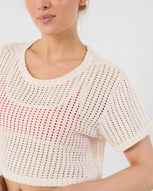 Natural cotton knit round-neck T-shirt Giada - JOTT UK - 5