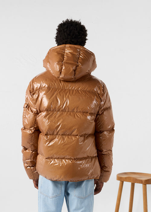 Grand Froid lacquered hooded jacket Brown sugar Java - JOTT UK - 3