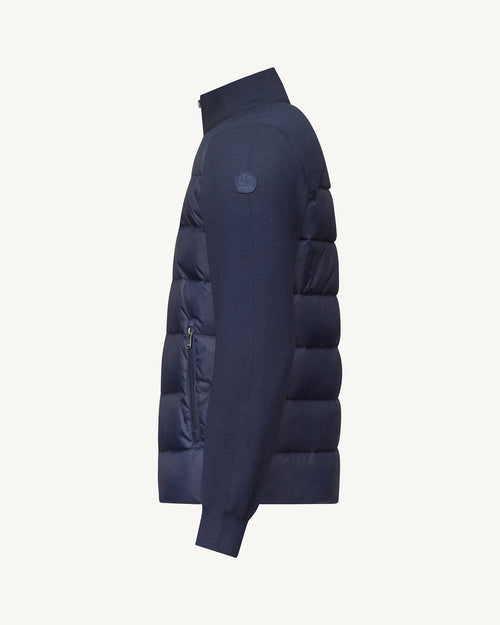 Fargo bi-material knit down jacket Navy - JOTT UK - 5
